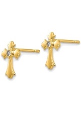 fine little gold cubic zirconia cross earrings for babies